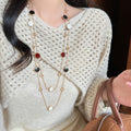 Ethnic Style Copper Crystal Beaded Enamel Geometric Round Double Layer Sweater Necklace view 1