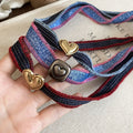 Korean Style Denim Fabric Heart Beaded Pendant Necklace Minimalist Light Luxury Choker view 1