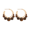 Vintage Resin Flower Round Wood Bead Pendant Drop Earrings For Women Maillard Style view 5