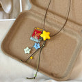 Vacation Style Acrylic Star And Square Pendant Sweater Necklace For Women Cartoon Geometric Collarbone Chain view 2