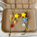 Vacation Style Acrylic Star And Square Pendant Sweater Necklace For Women Cartoon Geometric Collarbone Chain view 4