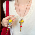 Vacation Style Acrylic Star And Square Pendant Sweater Necklace For Women Cartoon Geometric Collarbone Chain view 1