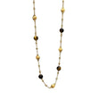 18K Gold Plated Copper Tiger Eye Beaded Sweater Necklace Vintage Maillard Geometric Round Pendant view 5