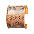 Leopard Print Leather Wide Open Iron Bangle Maillard Style Statement Jewelry For Women view 5