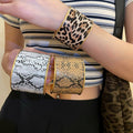Leopard Print Leather Wide Open Iron Bangle Maillard Style Statement Jewelry For Women view 2