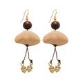 Alloy Wood Bead Tiger Eye Tassel Stud Earrings Ethnic Vintage Maillard Light Luxury Jewelry view 5
