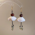 Alloy Wood Bead Tiger Eye Tassel Stud Earrings Ethnic Vintage Maillard Light Luxury Jewelry view 2