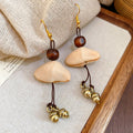 Alloy Wood Bead Tiger Eye Tassel Stud Earrings Ethnic Vintage Maillard Light Luxury Jewelry view 4