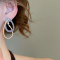Vintage Ethnic Metal Hoop Earrings With Detachable Wood Teardrop Oval Pendants view 3