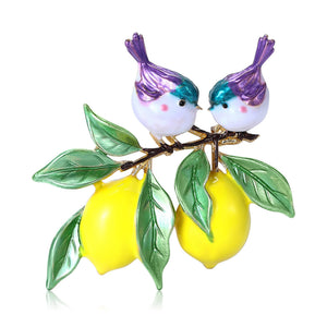 Alloy Enamel Lemon Bird Brooch Pin Scarf Buckle Accessory