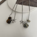 Stainless Steel Tiger Eye Planet Pony Pendant Sweater Necklace For Women Vacation Style view 3