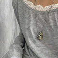 Stainless Steel Tiger Eye Planet Pony Pendant Sweater Necklace For Women Vacation Style view 2