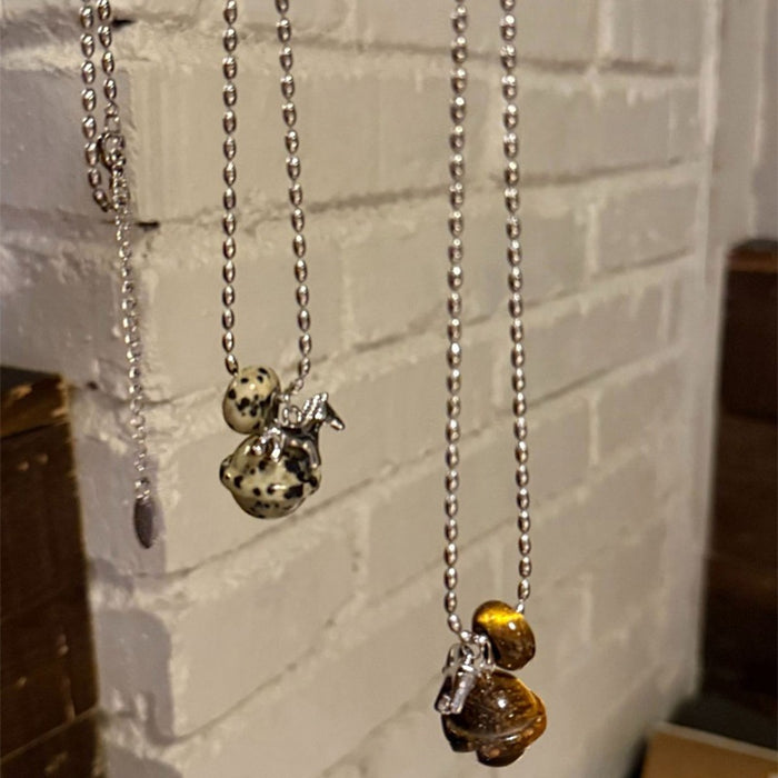 Stainless Steel Tiger Eye Planet Pony Pendant Sweater Necklace For Women Vacation Style
