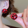 Retro Maillard Leopard Print Resin Geometric Round Stud Earrings With Silver Pins For Women view 4