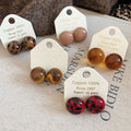 Retro Maillard Leopard Print Resin Geometric Round Stud Earrings With Silver Pins For Women view 1