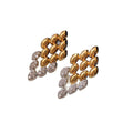 Copper Stud Earrings With Super Sparkly Zircon Diamond Hollow Geometric Light Luxury Design view 5
