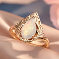 European Textured Water Drop Faux Opal Ring For Women, Palace Style Dress Accessory view 2