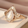 European Textured Water Drop Faux Opal Ring For Women, Palace Style Dress Accessory view 3