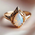 European Textured Water Drop Faux Opal Ring For Women, Palace Style Dress Accessory view 1