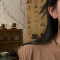 Ethnic Vintage Ancient Egyptian Enamel Resin Flower Asymmetric Zircon Ear Cuff Earrings view 2