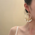 Ethnic Cotton Rope Round Hollow Teardrop Tassel Drop Earrings, Vintage Boho Geometric Ear Hooks view 4