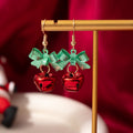 Christmas Bowknot Jingle Bell Alloy Enamel Drop Dangle Festive Holiday Party Fashion Earrings view 3