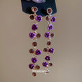 Light Luxury Alloy Rhinestone Flower Tassel Drop Earrings With Silver Pins For Women view 4