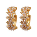 14K Gold Plated Faux Pearl Zircon Geometric Round Ear Cuff Earrings For Women view 5