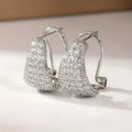 European Style Full Pave Sparkling Ear Cuff Triangle Copper Platinum Plated Jewelry Earrings view 3