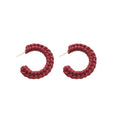 Handwoven PU Leather C Shape Geometric Drop Earrings With Silver Needle Studs view 5