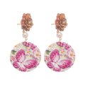 Acrylic Floral Geometric Butterfly Pendant Drop Earrings With Silver Pins, Vacation New Chinese Style view 5