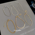 Metallic Iron Snake Chain Bracelet Jewelry Set For Women, Geometric European American Style view 4