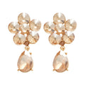 Alloy Floral Waterdrop Drop Earrings With Sparkling Rhinestones Light Luxury Court Style view 5