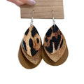 Vintage Leather Leopard Print Teardrop Diamond Tassel Drop Earrings view 5