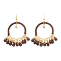 Bohemian Glass Drop Earrings With Cotton Rope Wrapped Round Hollow Geometric Resort Style view 5