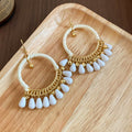 Bohemian Glass Drop Earrings With Cotton Rope Wrapped Round Hollow Geometric Resort Style view 4