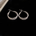 Minimalist Metal Hoop Earrings With Crinkled Double Layer Round Pendant Design view 4