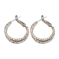 Minimalist Metal Hoop Earrings With Crinkled Double Layer Round Pendant Design view 5