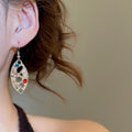 Rhinestone Geometric Oval Hollow Alloy Ethnic Style Ear Hook Drop Earrings For Women view 3