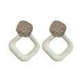 Minimalist Alloy Geometric Rhombus Twisted Square Enamel Drop Earrings For Women view 5