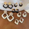 Minimalist Alloy Geometric Rhombus Twisted Square Enamel Drop Earrings For Women view 1