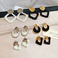 Minimalist Alloy Geometric Rhombus Twisted Square Enamel Drop Earrings For Women view 3