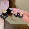 Minimalist Alloy Geometric Rhombus Twisted Square Enamel Drop Earrings For Women view 4