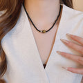 Vintage Ethnic Irregular Round Stone Beaded Geometric Collarbone Necklace view 3