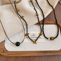 Vintage Ethnic Irregular Round Stone Beaded Geometric Collarbone Necklace view 2