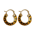14K Gold Plated Copper Leopard Enamel Round Pendant Drop Earrings Maillard Style For Women view 5