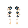 Light Luxury French Court Style Earrings With Silver Pins, Rhinestone Diamond Faux Pearl Teardrop Pendants view 5