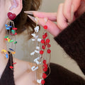 Sweet Heart Acrylic Shell Tassel Drop Earrings With Silver Pins For Women view 2