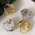 Glossy Metal Geometric Hollow Round Ear Cuff Earrings For Women Minimalist Luxury OL Fashion view 1