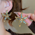 Stainless Steel Shell Starfish Abalone Pendant Drop Earrings Beach Vacation Style view 4